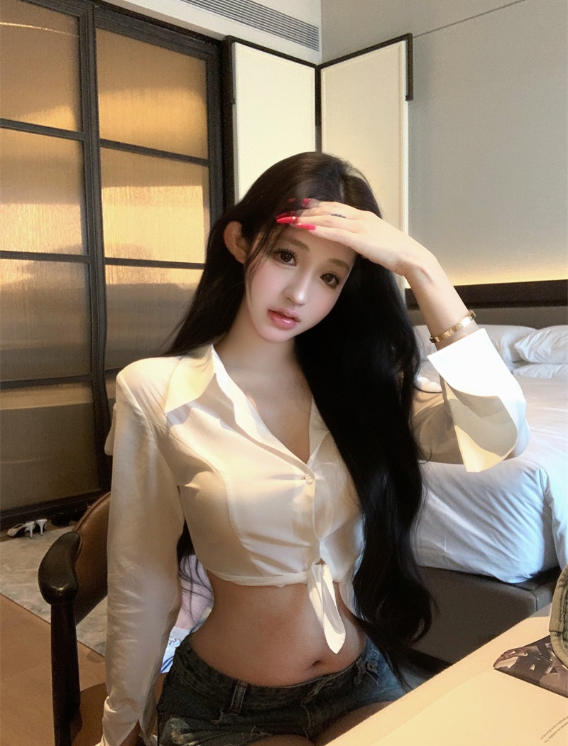 Light baotou Korean style shirt temperament short tops