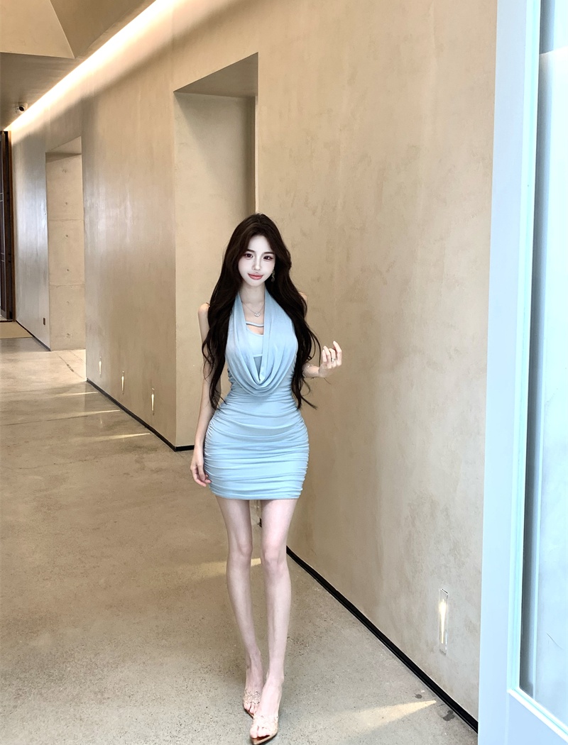 Slim sling dress summer package hip T-back for women
