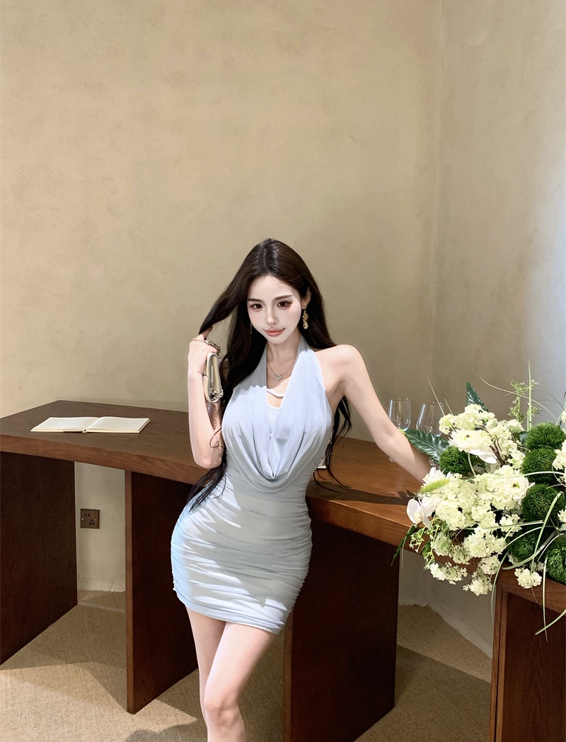 Slim sling dress summer package hip T-back for women