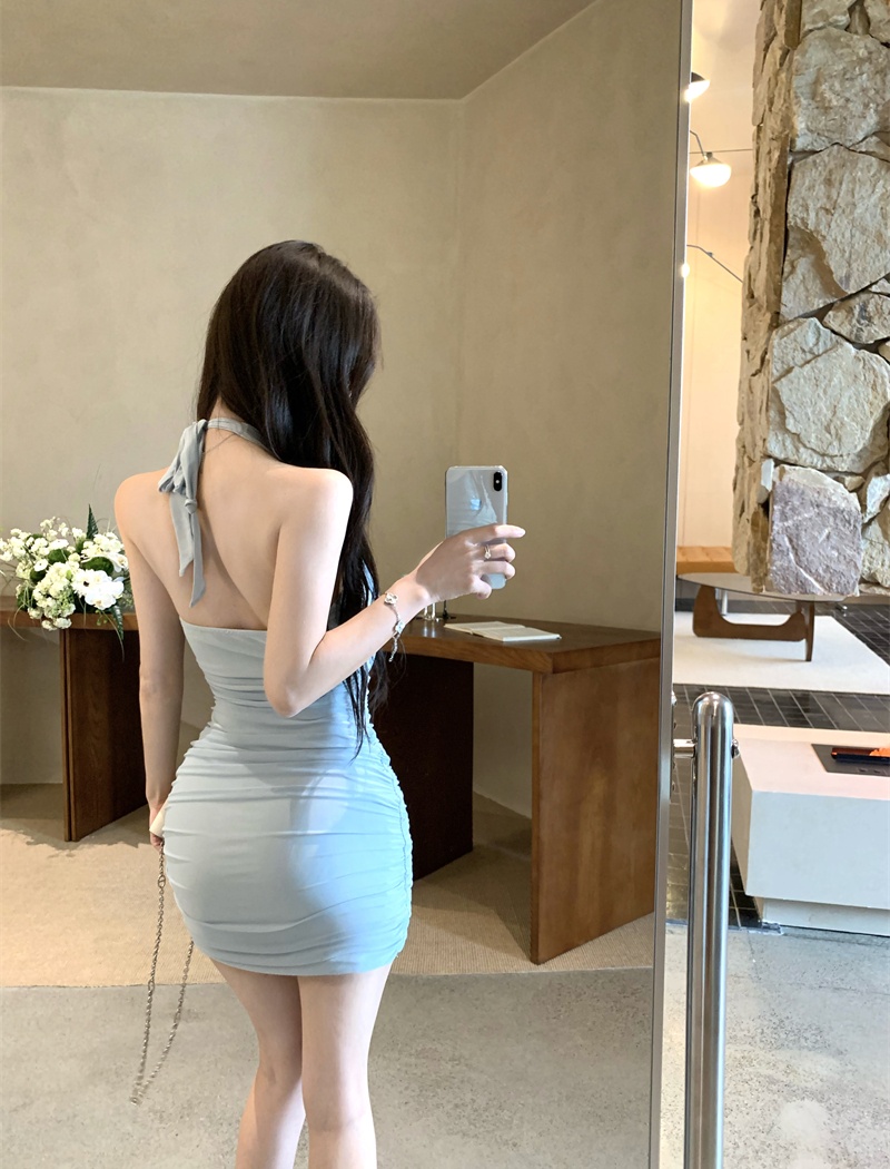 Slim sling dress summer package hip T-back for women