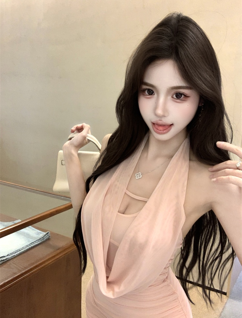 Slim sling dress summer package hip T-back for women