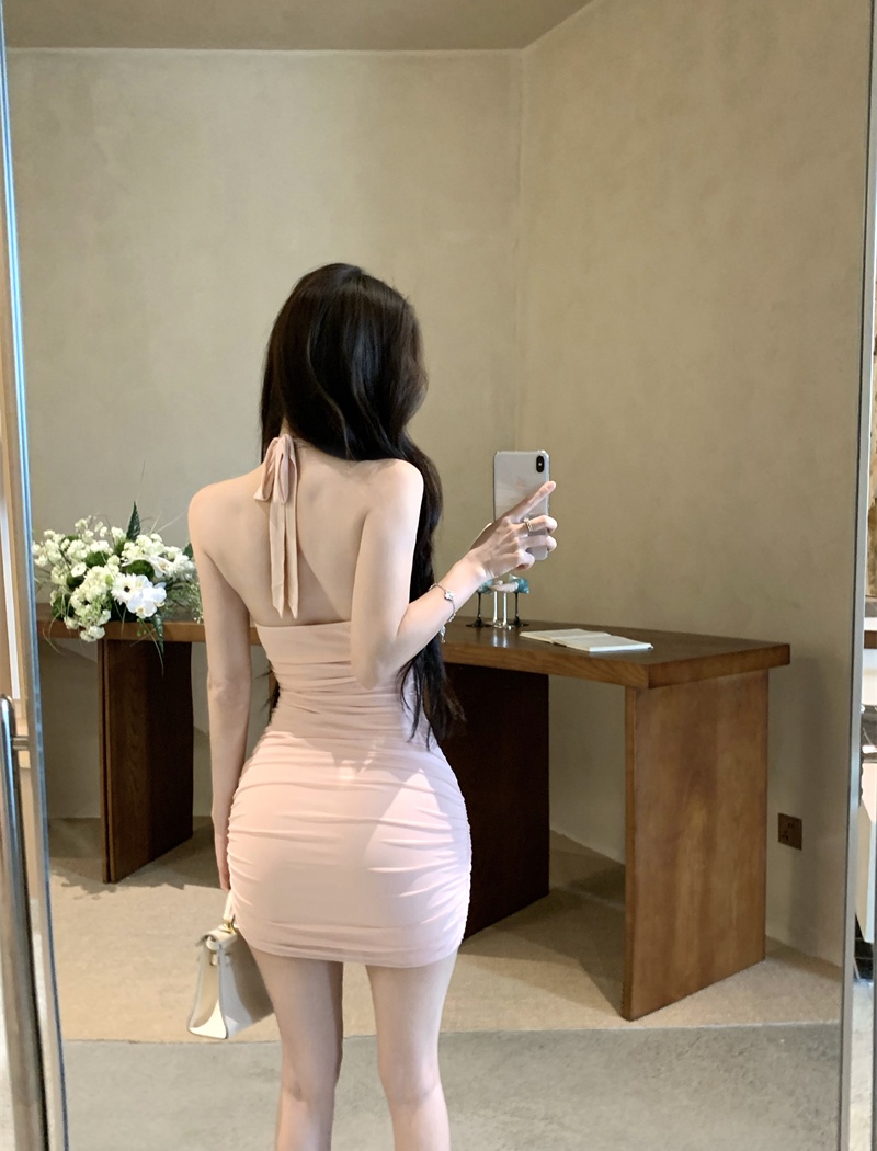 Slim sling dress summer package hip T-back for women