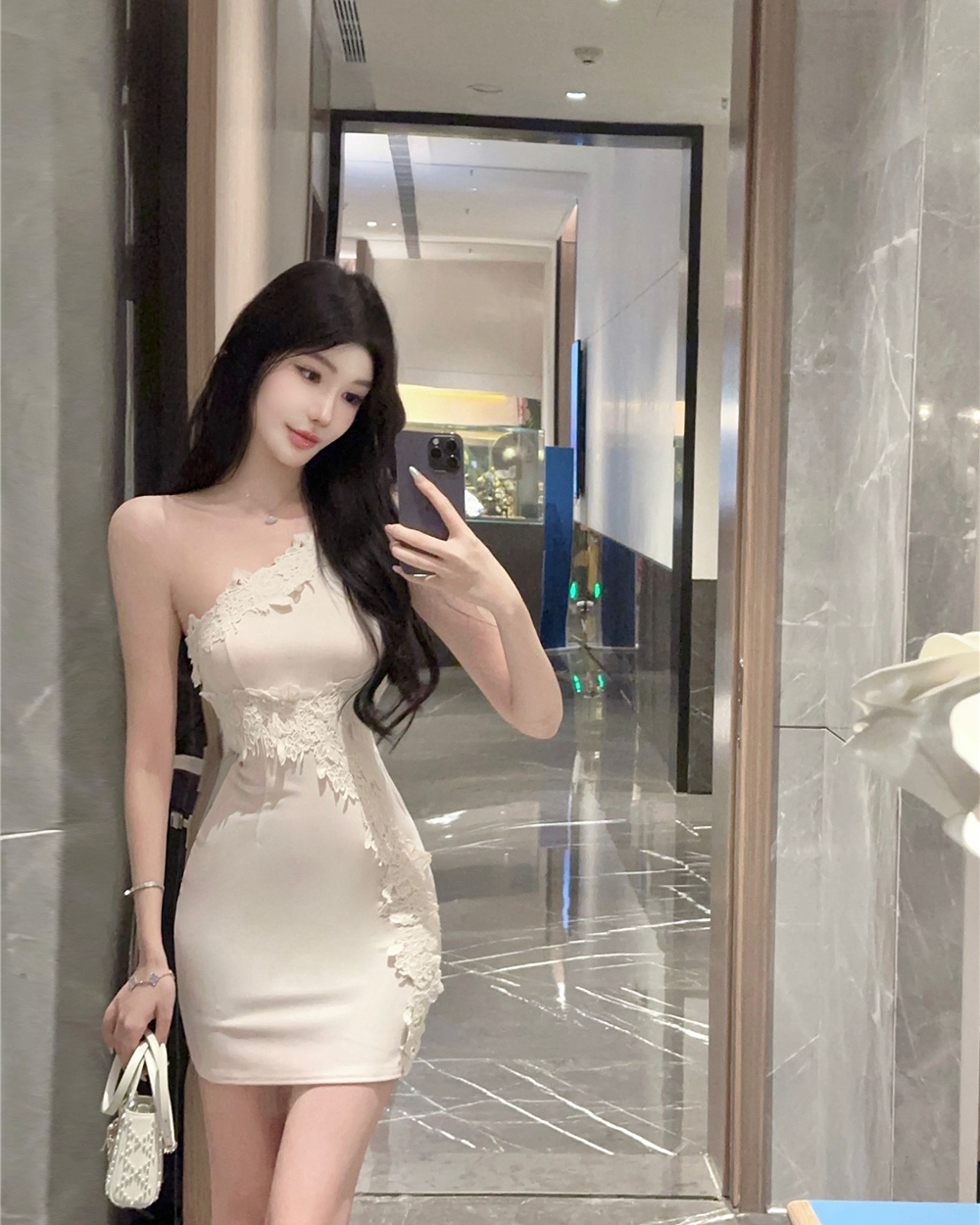Enticement embroidered sexy dress slim strapless T-back