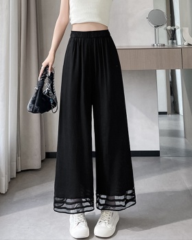 Hollow high waist wide leg pants slim lace nine pants