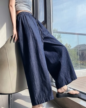 High waist wide leg pants flax nine pants for women