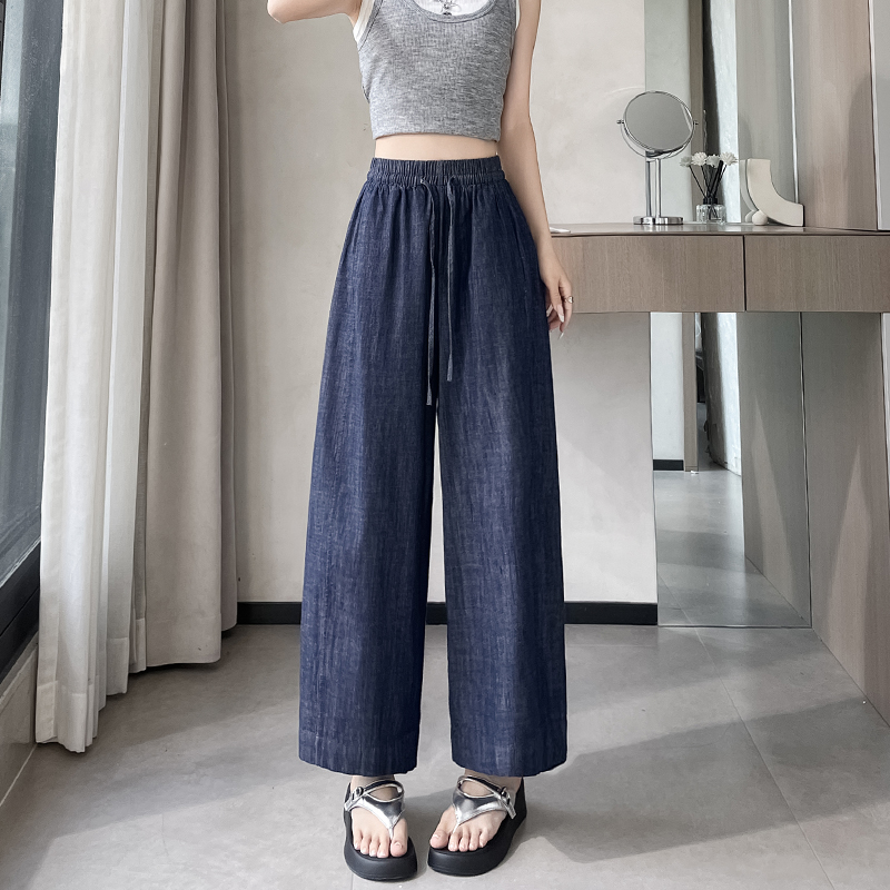 High waist wide leg pants flax nine pants for women