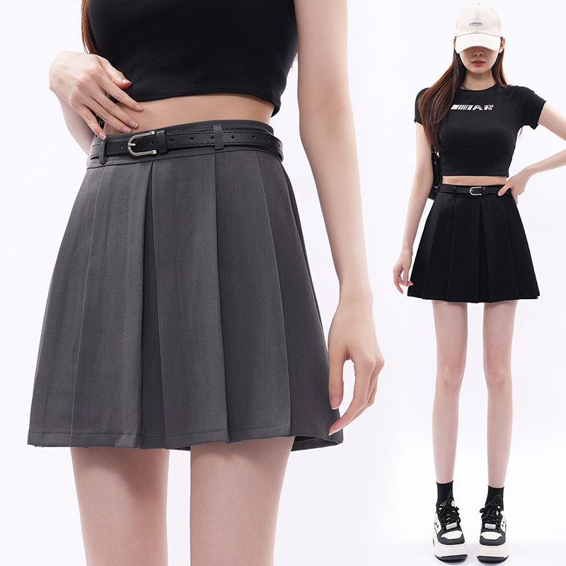 High waist skirt gray short skirt for women