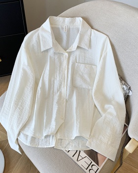 Pure short long sleeve sun shirt France style niche shirt