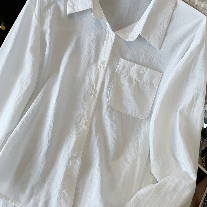 Pure short long sleeve sun shirt France style niche shirt