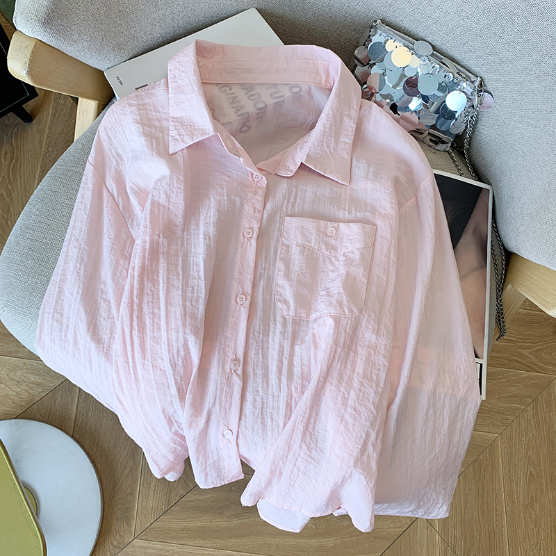 Pure short long sleeve sun shirt France style niche shirt