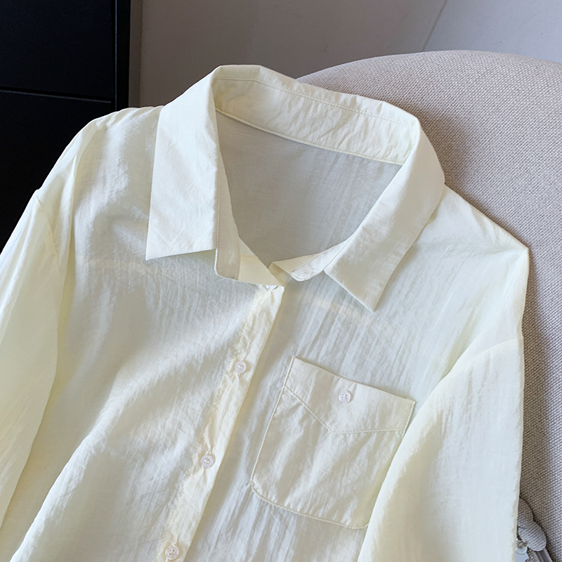 Pure short long sleeve sun shirt France style niche shirt