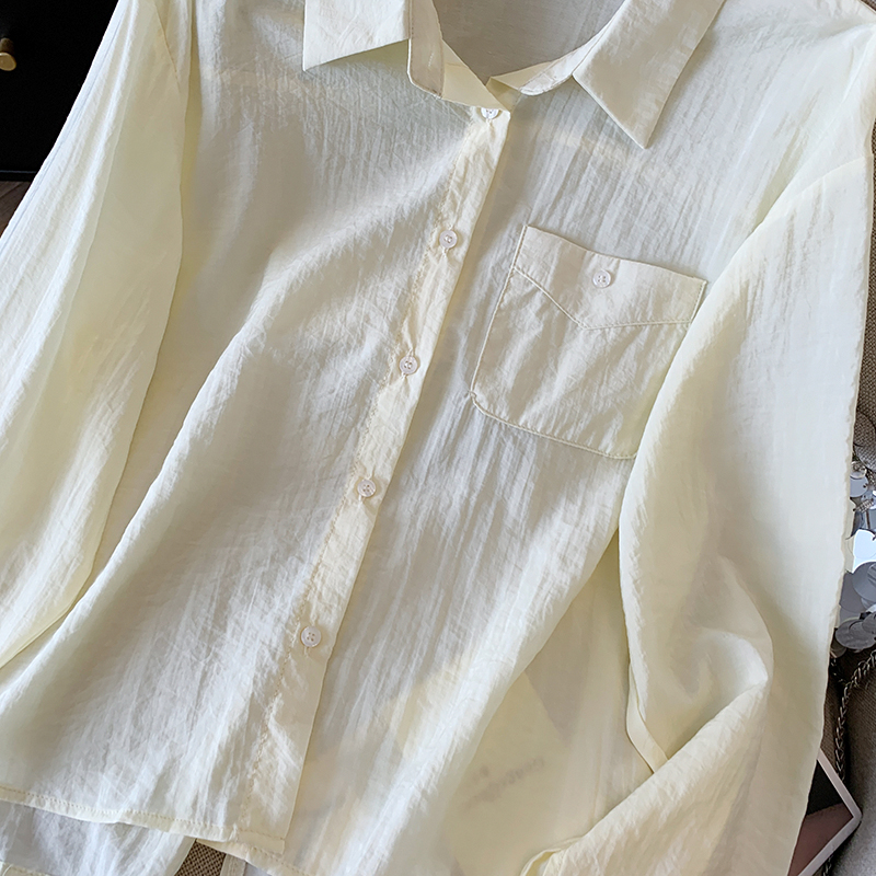 Pure short long sleeve sun shirt France style niche shirt