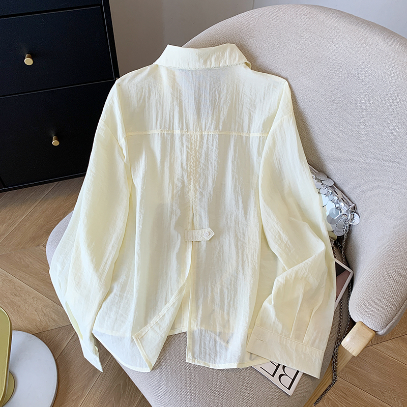 Pure short long sleeve sun shirt France style niche shirt