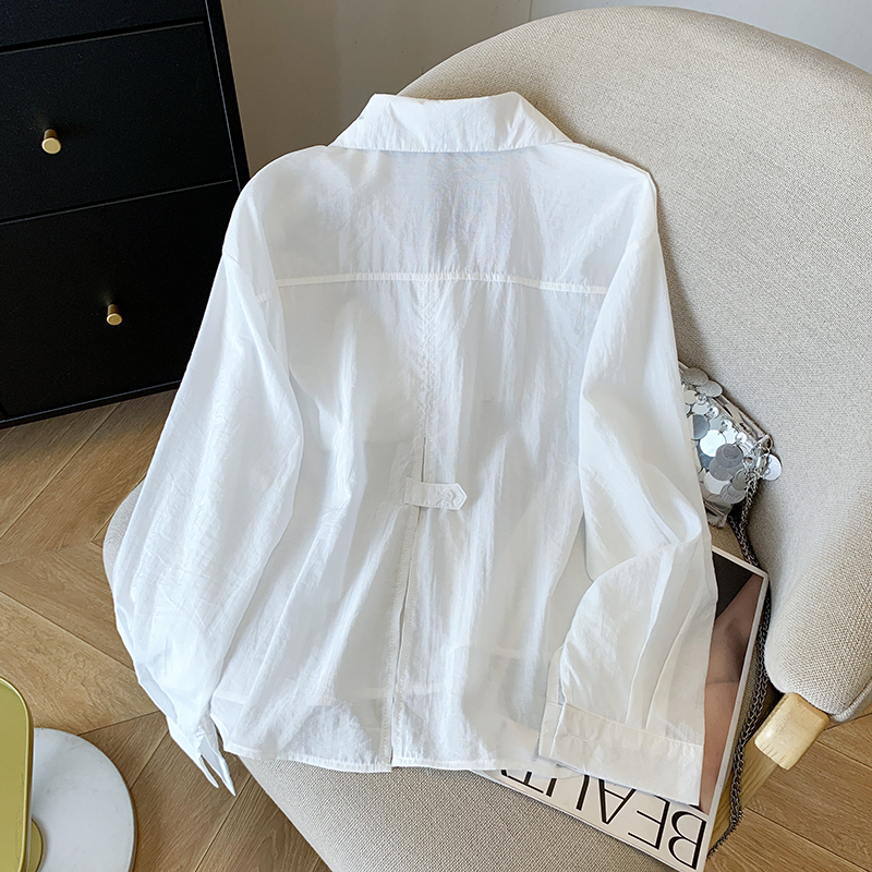 Pure short long sleeve sun shirt France style niche shirt
