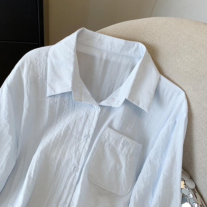 Pure short long sleeve sun shirt France style niche shirt