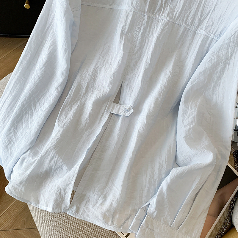 Pure short long sleeve sun shirt France style niche shirt