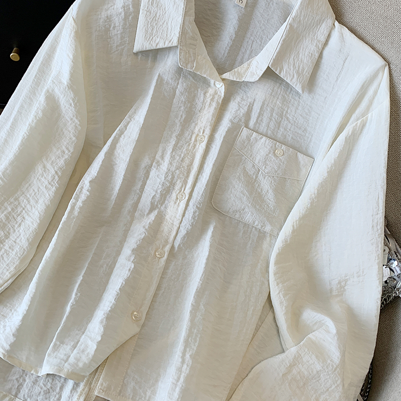 Pure short long sleeve sun shirt France style niche shirt