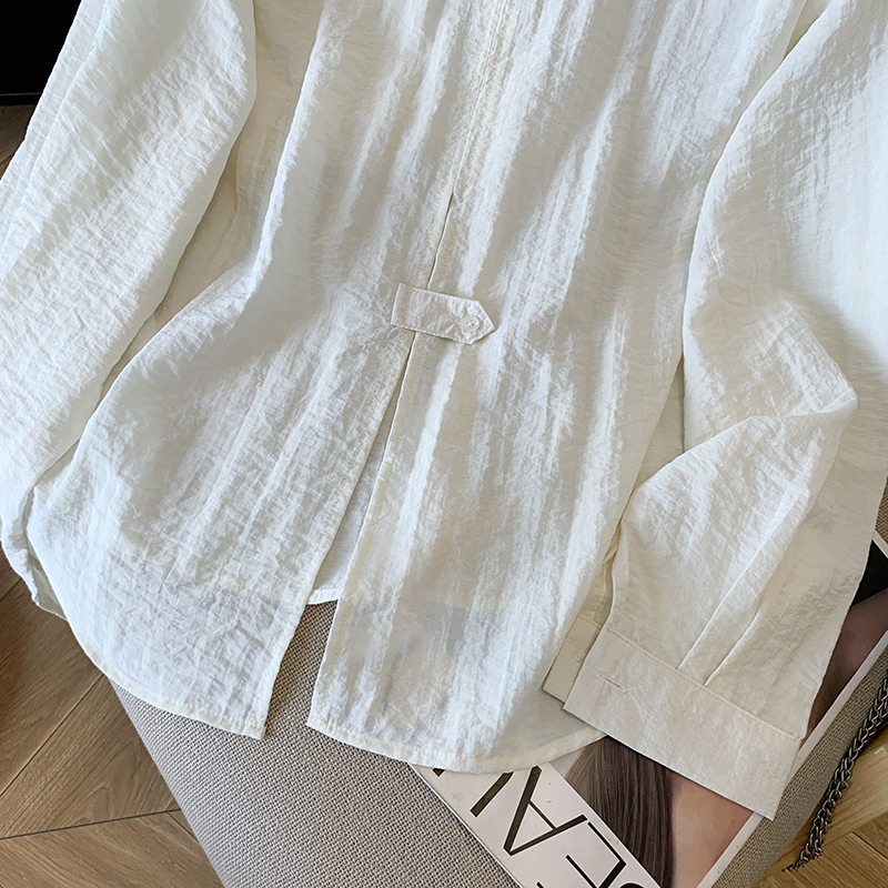 Pure short long sleeve sun shirt France style niche shirt
