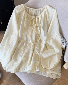 Lace chiffon splice outside the ride sun shirt for women