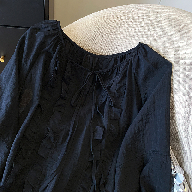 Lace chiffon splice outside the ride sun shirt for women