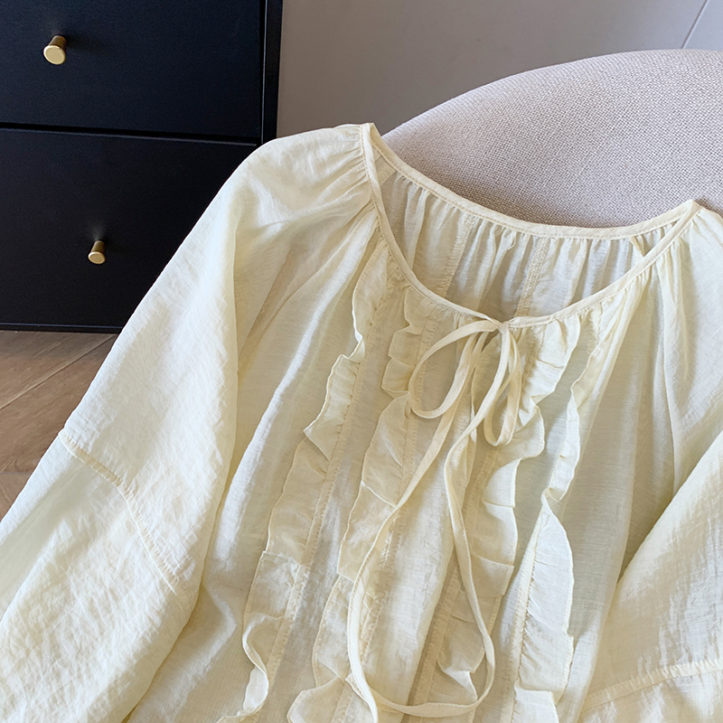 Lace chiffon splice outside the ride sun shirt for women