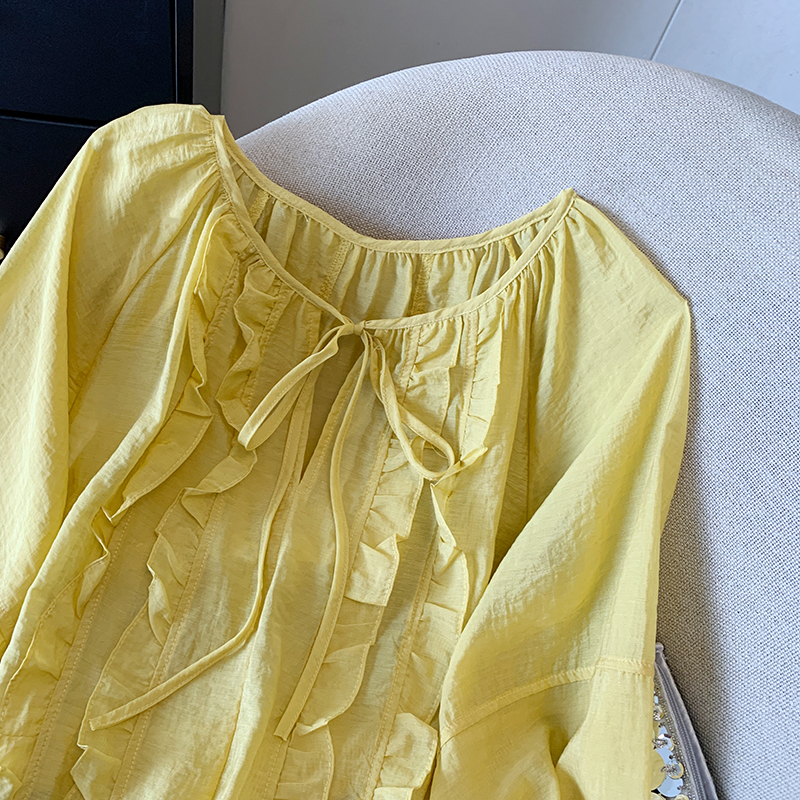 Lace chiffon splice outside the ride sun shirt for women