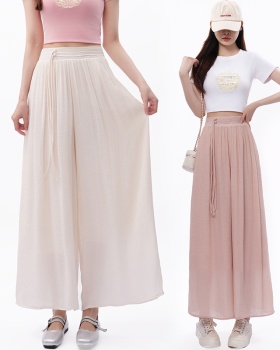 Cotton linen all-match culottes durian wide leg pants