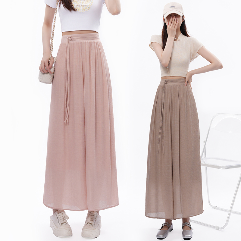 Cotton linen all-match culottes durian wide leg pants
