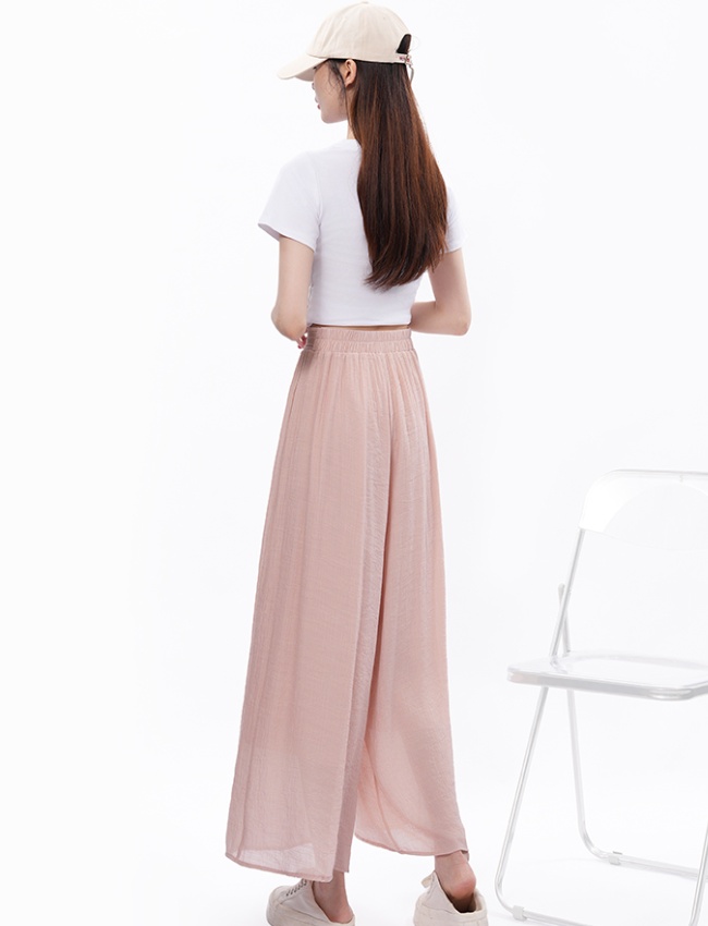 Cotton linen all-match culottes durian wide leg pants