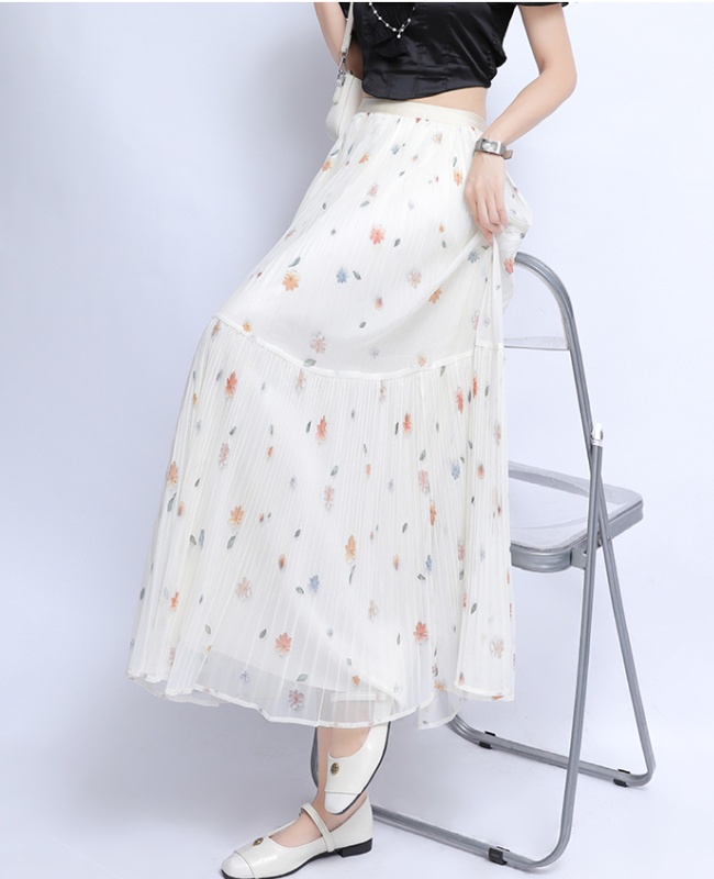 Long floral slim big skirt gauze lady cake skirt