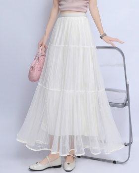 High waist A-line all-match long temperament skirt for women