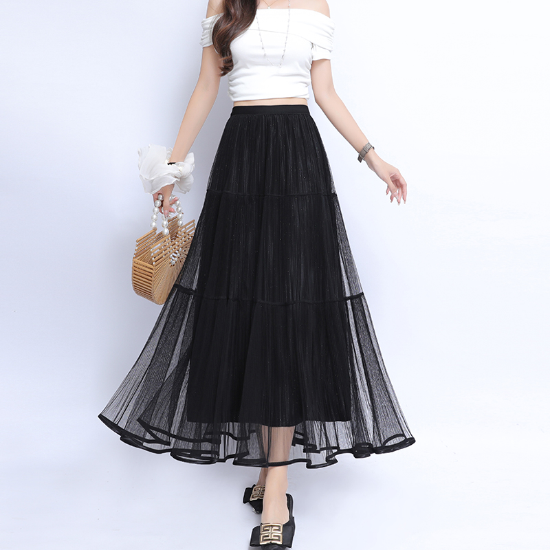 High waist A-line all-match long temperament skirt for women