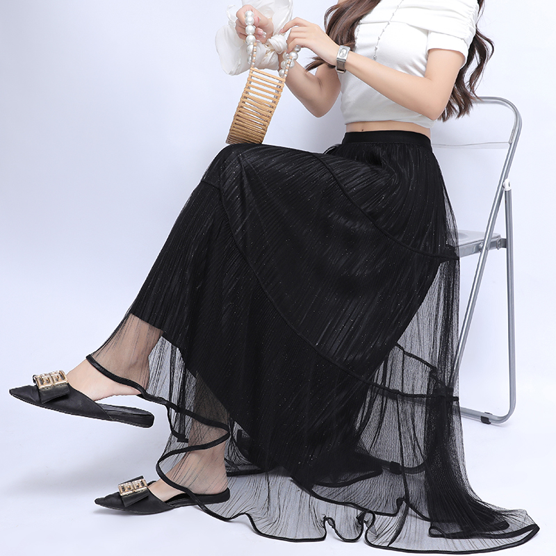 High waist A-line all-match long temperament skirt for women