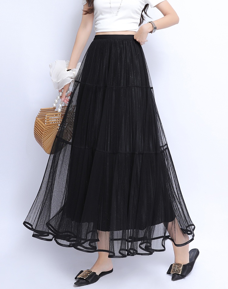 High waist A-line all-match long temperament skirt for women
