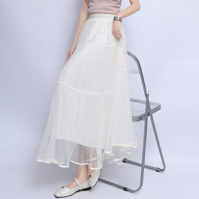 High waist A-line all-match long temperament skirt for women