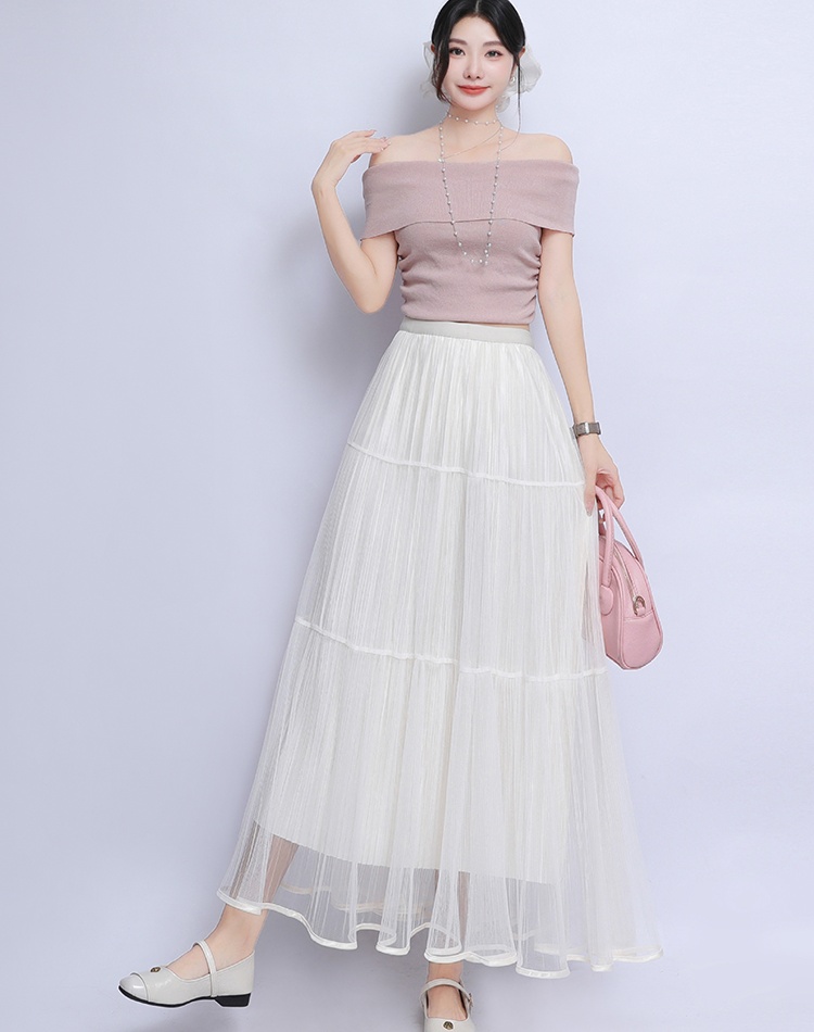 High waist A-line all-match long temperament skirt for women