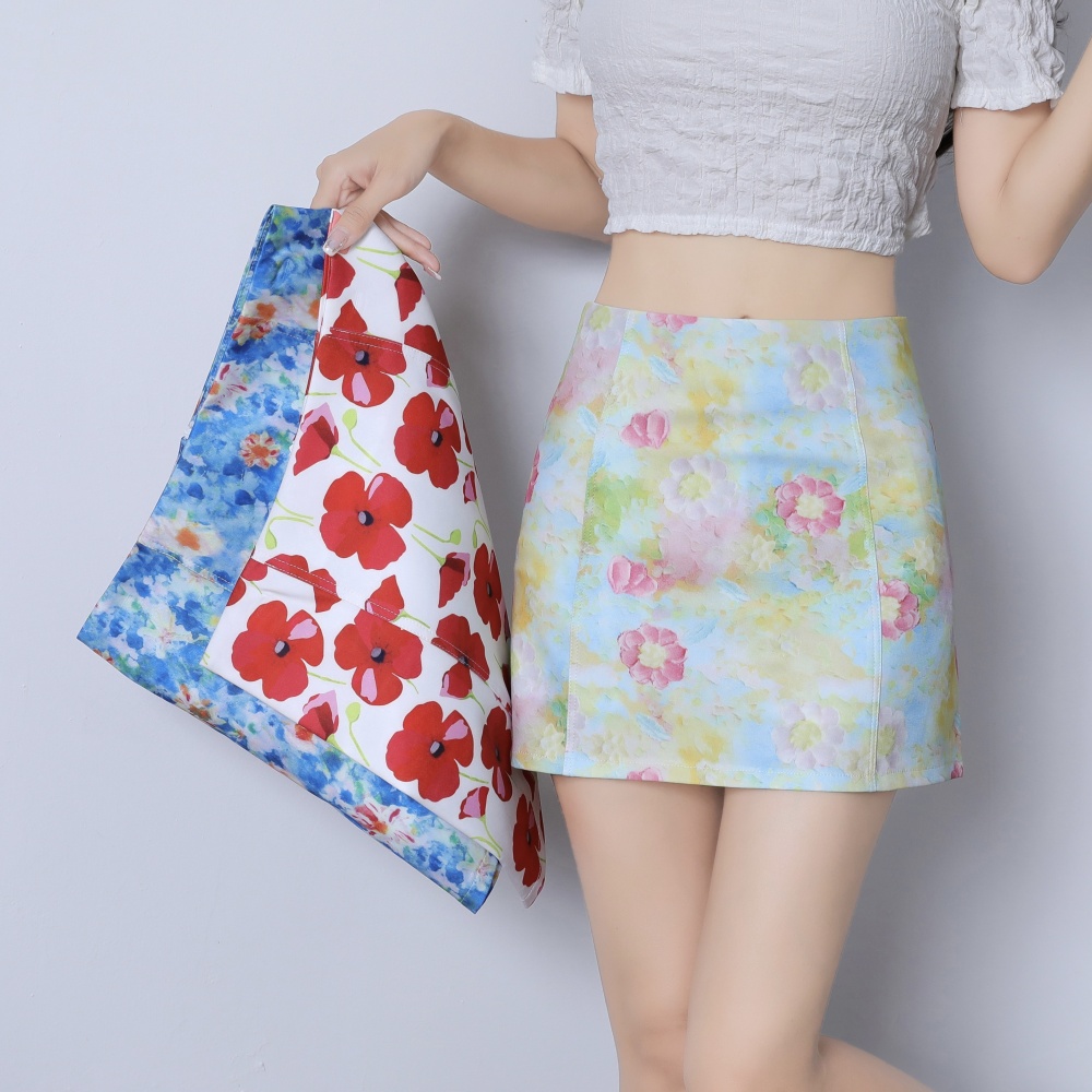 Printing short skirt package hip skirt for women