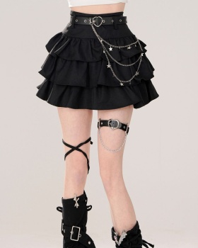 A-line cake short skirt high waist thick and disorderly skirt