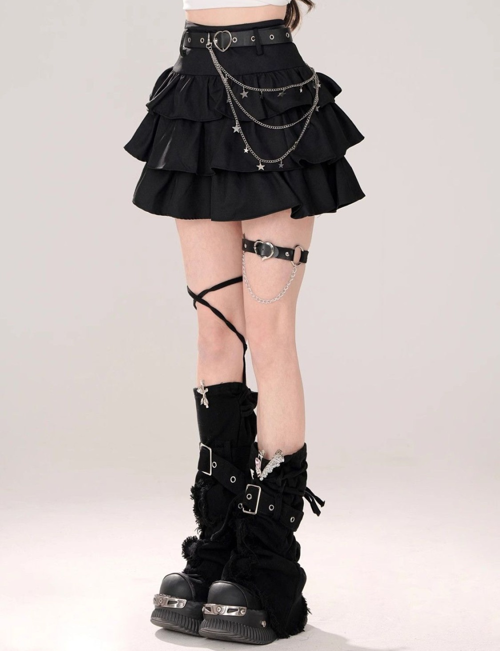 A-line cake short skirt high waist thick and disorderly skirt