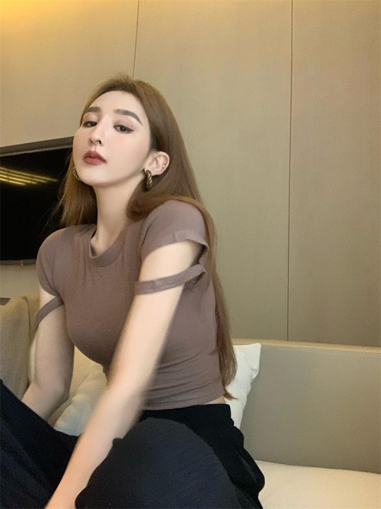 Elasticity T-shirt with chest pad tops for women