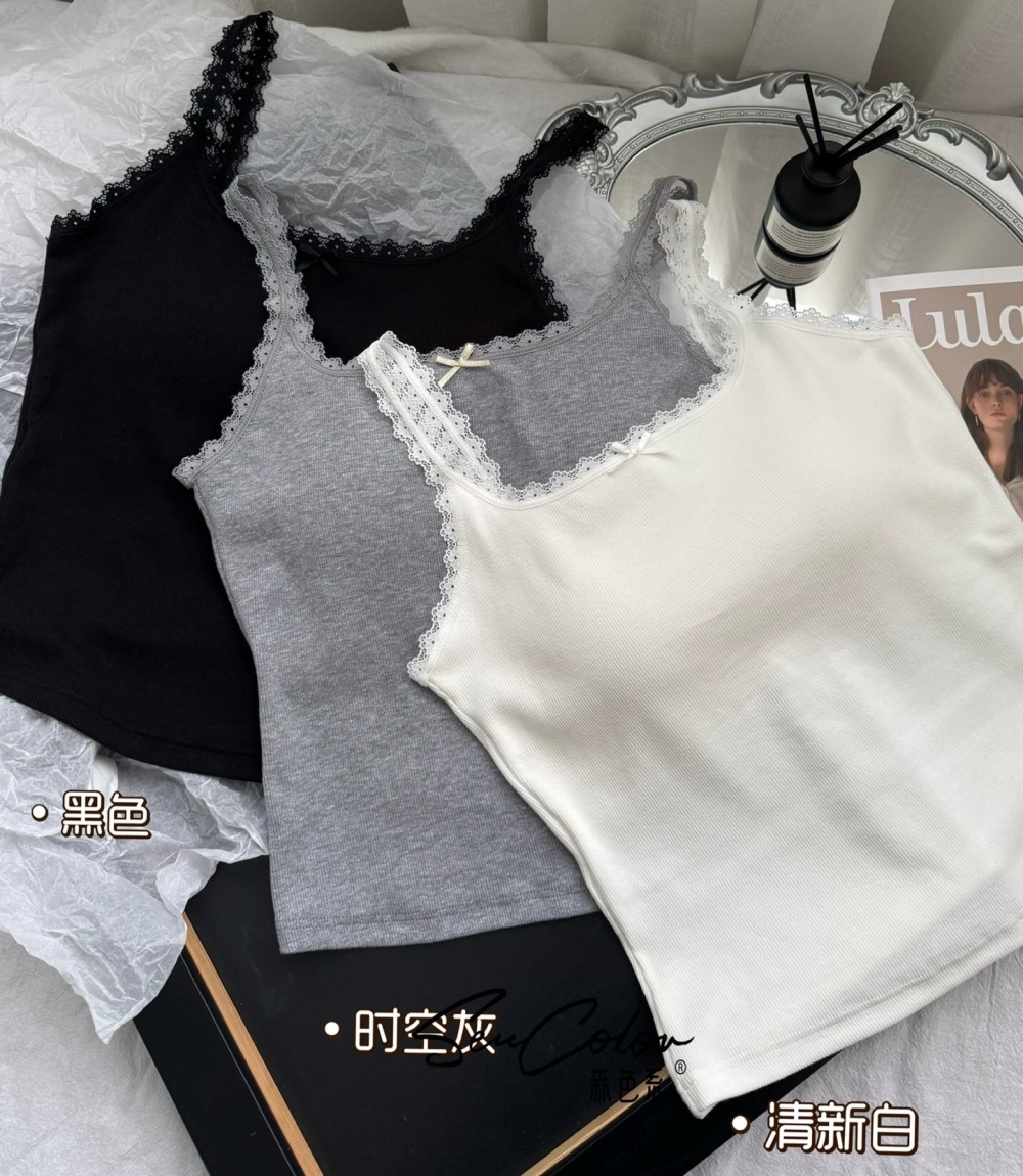 Slim fixed lace wears outside vest for women