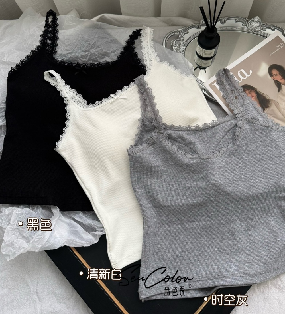 Slim fixed lace wears outside vest for women
