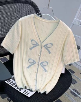 Pearl buckle summer tops mixed colors sweater