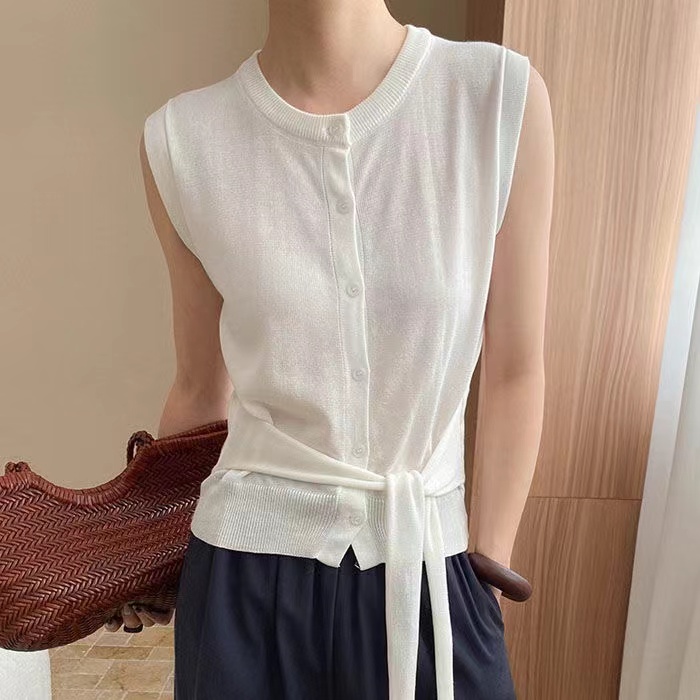 Bandage pinched waist temperament slim sweater for women