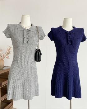 Temperament pinched waist Korean style dress for women