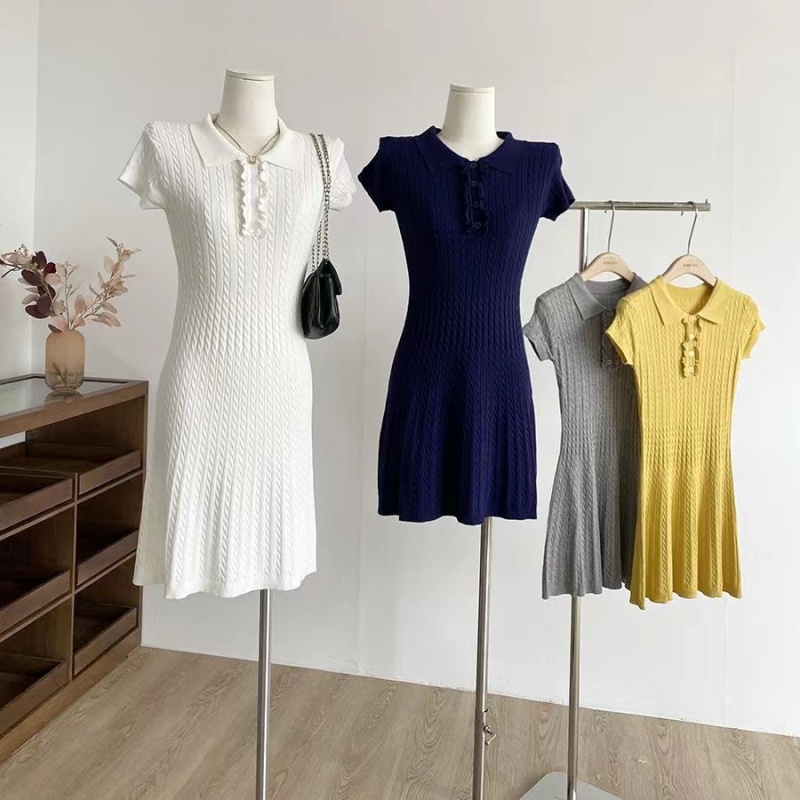 Temperament pinched waist Korean style dress for women