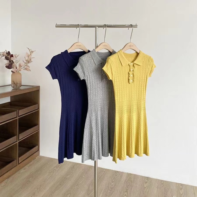 Temperament pinched waist Korean style dress for women