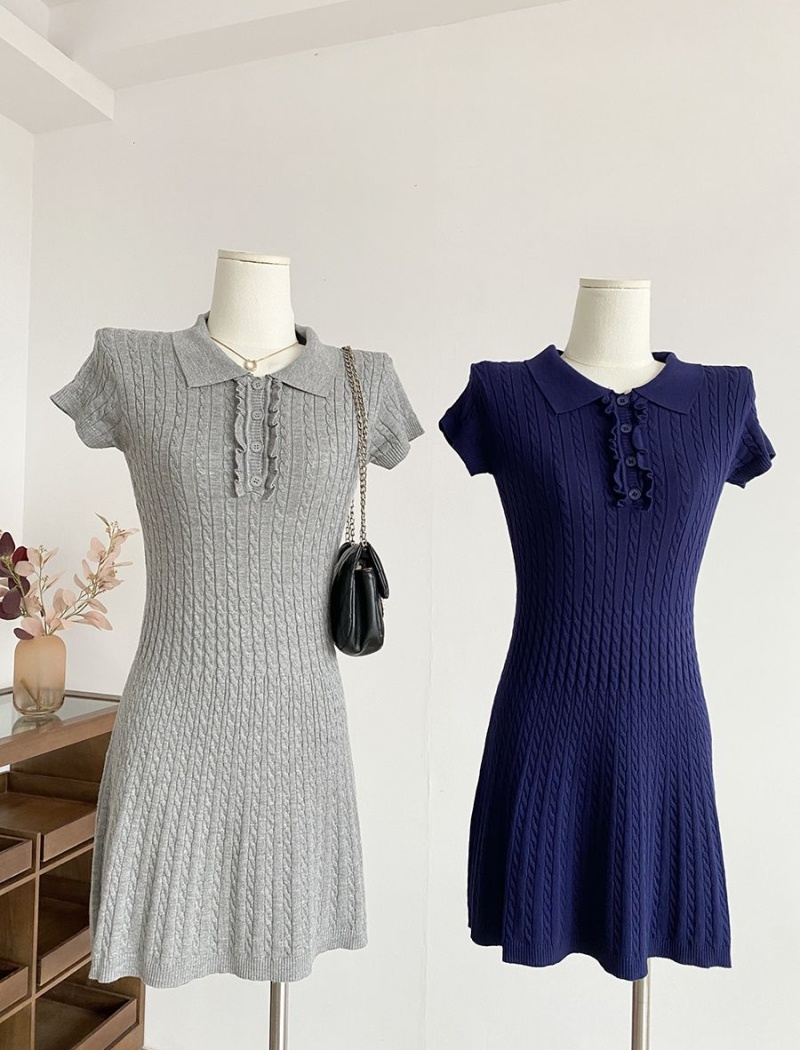 Temperament pinched waist Korean style dress for women