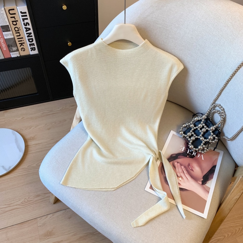 Split ice silk tops summer T-shirt for women