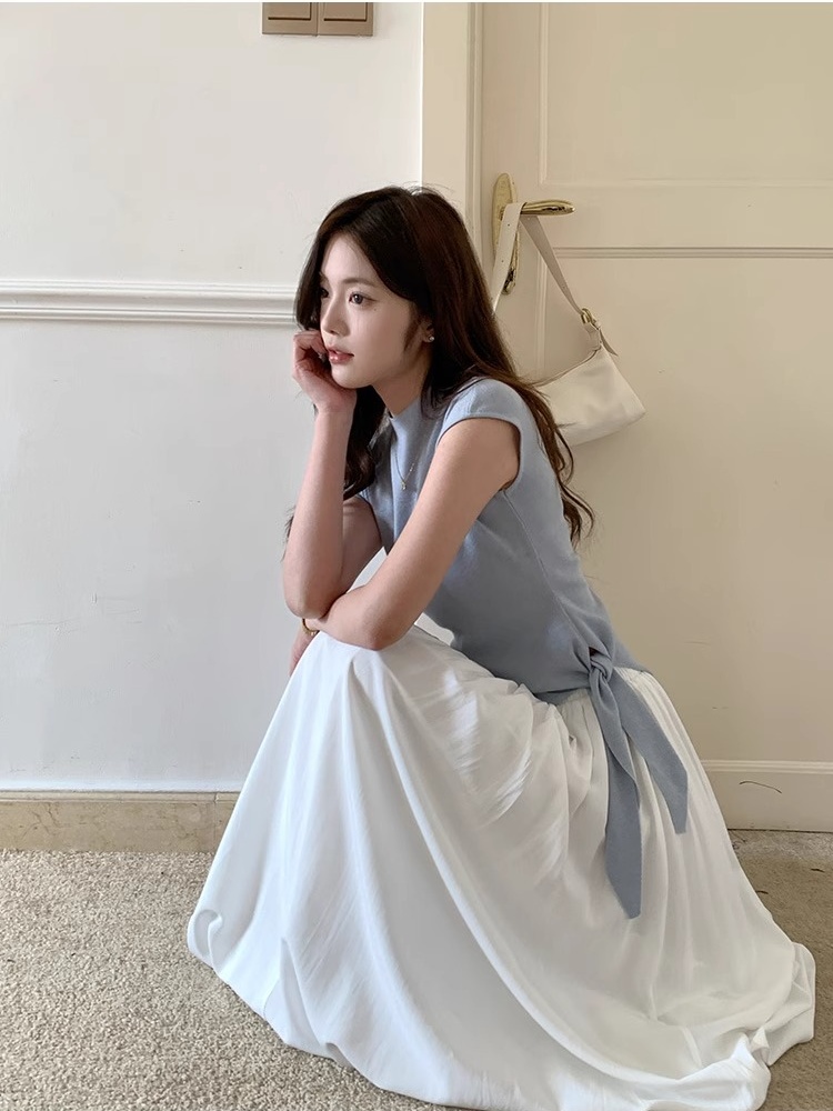 Split ice silk tops summer T-shirt for women